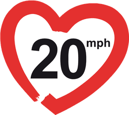 20mph sign in the shape of a heart